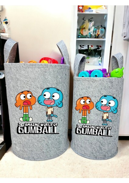 Unisex Gri Gumbal Büyük ve Orta Boy Bebek Çocuk Odası Oyuncak Çamaşır Sepeti