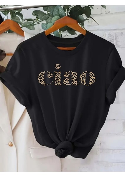 Unisex Pamuklu Ciao Ön Baskılı Tasarım Tshirt