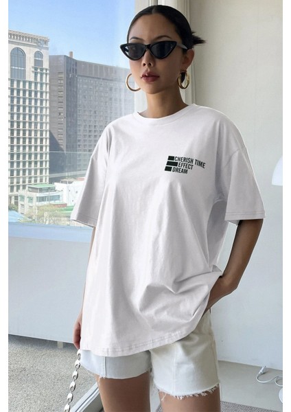 Unisex Cherish Time Effect Dream Baskılı Tasarım Tshirt modelleri