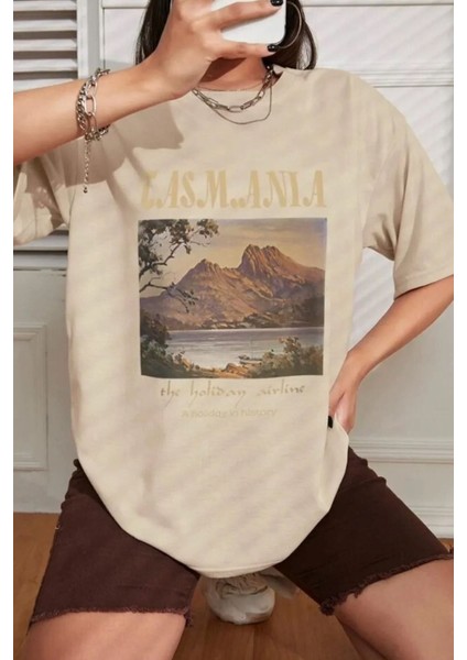 Unisex Tasmania Baskılı Tasarım Tshirt