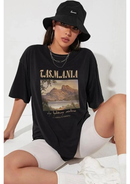 Unisex Tasmania Baskılı Tasarım Tshirt