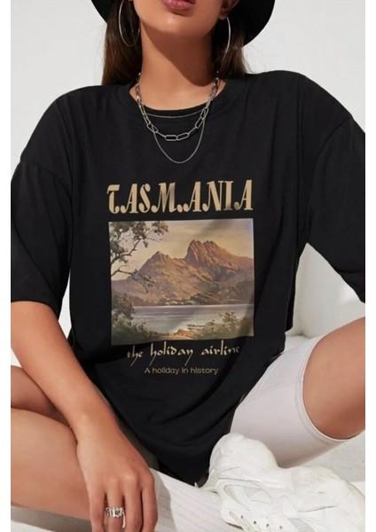 Unisex Tasmania Baskılı Tasarım Tshirt modelleri