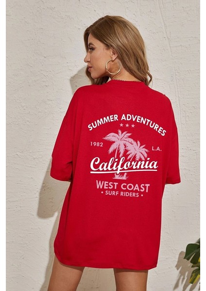 Unisex California Baskılı Tasarım Tshirt
