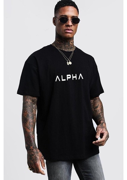 Unisex Alpha Baskılı Tasarım Tshirt
