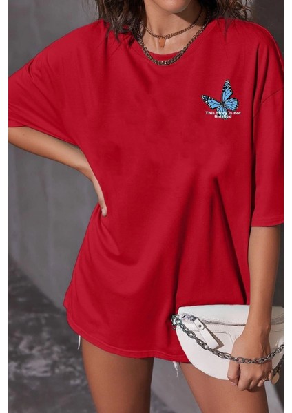 Unisex Kelebek Baskılı Tasarım Tshirt
