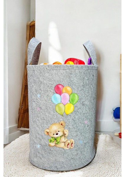 Unisex Ayıcık Desenli Bebek Çocuk Odası Düzenleyici Saklama Kutusu Oyuncak Kirli Sepeti 50X40 cm