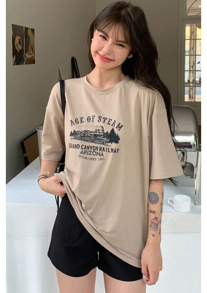Unisex Age Of Steam Baskılı Tasarım Tshirt
