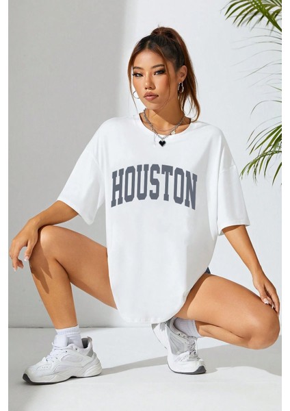 Unisex Houston Baskılı Tasarım Tshirt