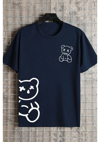 Unisex Draw Bear Baskılı Tasarım Tshirt