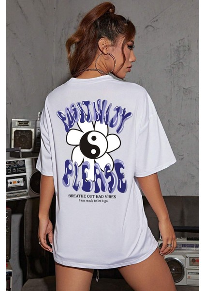 Unisex Positivity Baskılı Tasarım T-Shirt