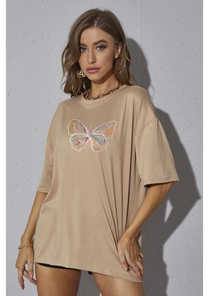 Unisex Butterfly Baskılı Tasarım T-Shirt