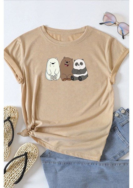 Unisex Kafadar Ayılar Baskılı Tasarım Tshirt