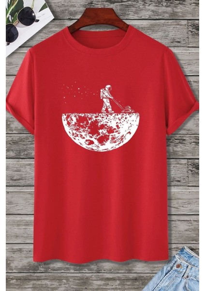 Unisex Uzay Temalı Baskılı Tasarım Tshirt