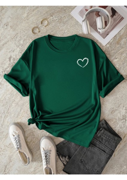 Unisex Hearts Baskılı Tasarım Tshirt