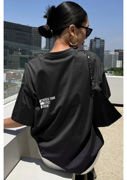 Unisex Cherish Time Effect Dream Baskılı Tasarım Tshirt