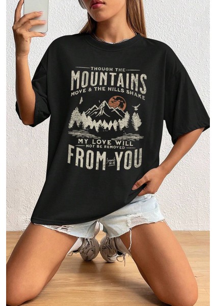 Unisex Mountains From You Baskılı Tasarım Tshirt fiyatları