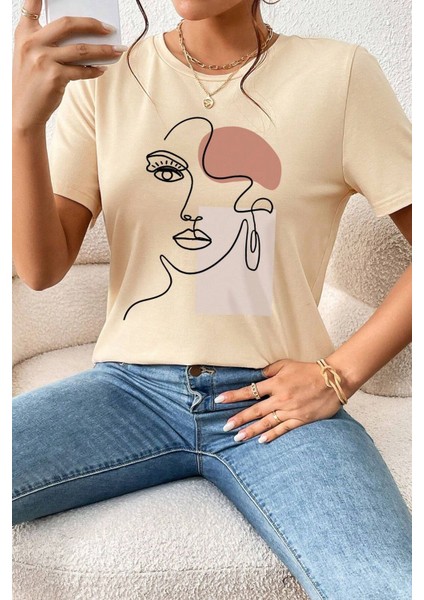 Unisex Make Up Siluet Baskılı Tasarım Tshirt