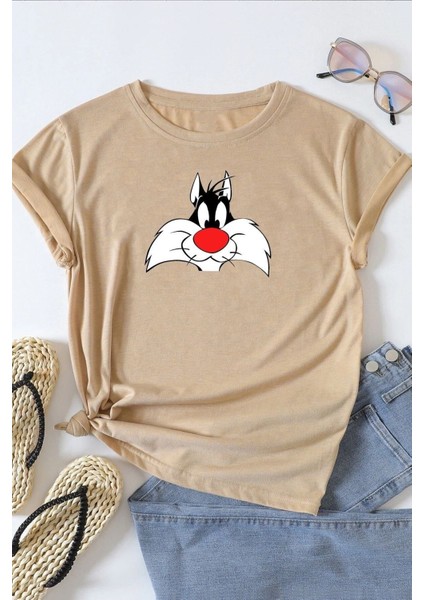 Unisex Sylvester Baskılı Tasarım T-Shirt