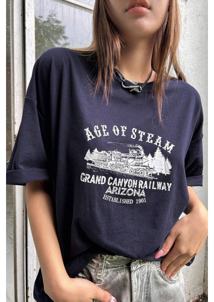 Unisex Age Of Steam Baskılı Tasarım Tshirt