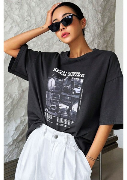 Unisex Keepgoing Baskılı Tasarım Tshirt