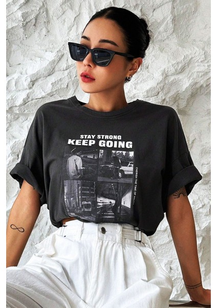 Unisex Keepgoing Baskılı Tasarım Tshirt modelleri