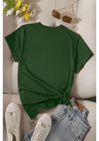 Kadın Pamuklu Ön Baskılı Papatya Kelebek Tasarım Tshirt fiyatları