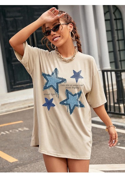 Unisex Pamuklu Eternal Light Ön Baskı Tasarım Kısa Kol Tshirt