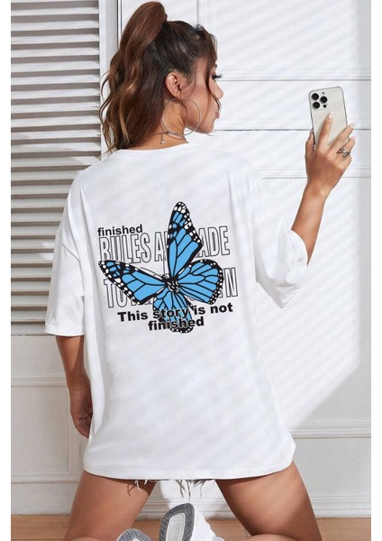 Unisex Kelebek Baskılı Tasarım Tshirt