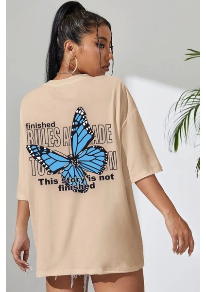Unisex Kelebek Baskılı Tasarım Tshirt