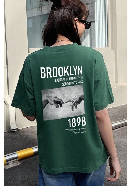 Unisex 1898 Brooklyn Baskılı Tasarım Tshirt