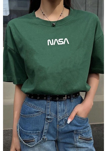 Unisex Nasa Baskılı Tasarım T-Shirt