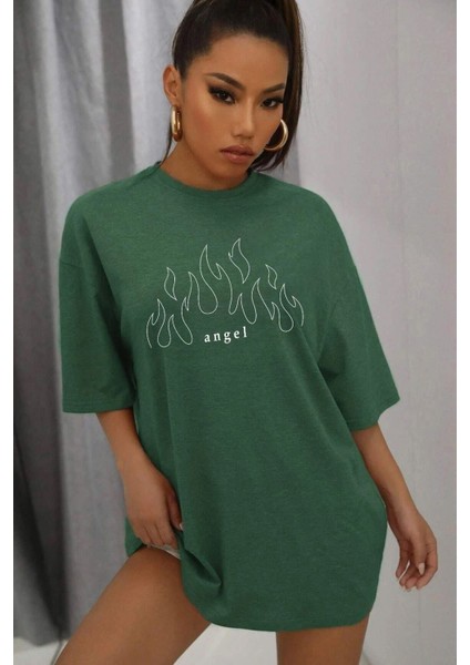 Unisex White Angel Baskılı Tasarım T-Shirt
