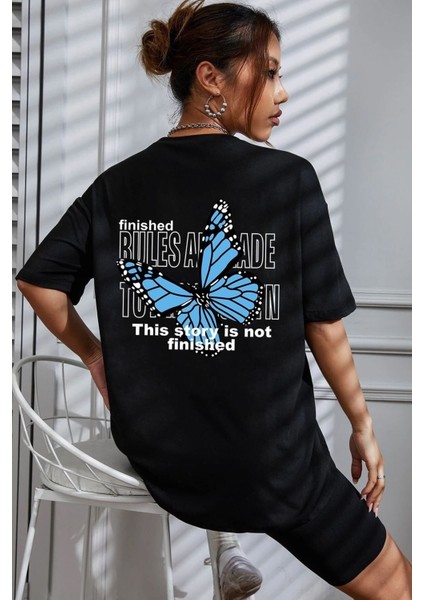 Unisex Kelebek Baskılı Tasarım Tshirt