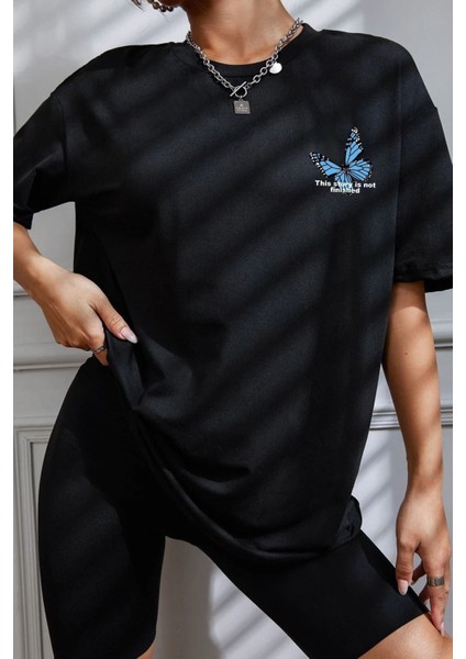 Unisex Kelebek Baskılı Tasarım Tshirt