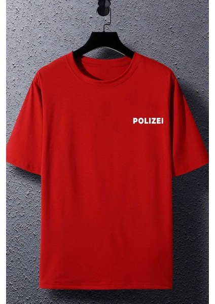 Unisex Polizei Baskılı Kısa Kol T-Shirt fiyatları