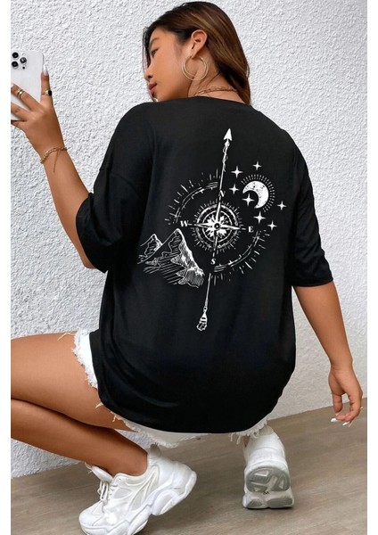 Unisex Pusula Baskılı Kısa Kol T-Shirt