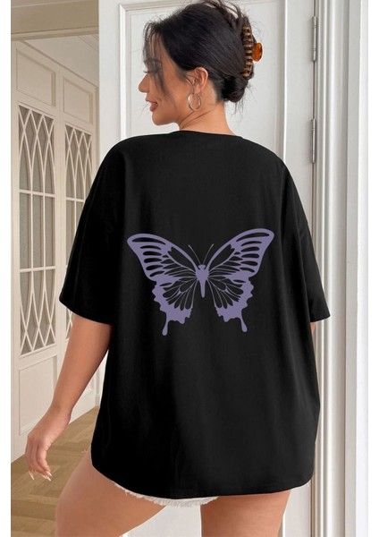 Unisex Butterfly Baskılı Kısa Kol T-Shirt