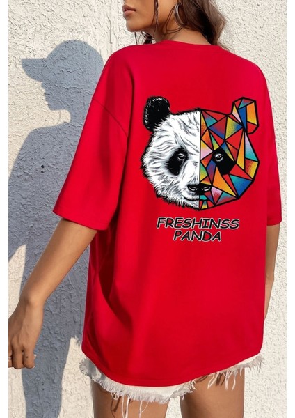 Unisex Panda Baskılı Kısa Kol T-Shirt