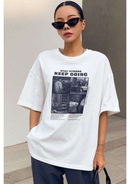 Unisex Keepgoing Baskılı Tasarım Tshirt