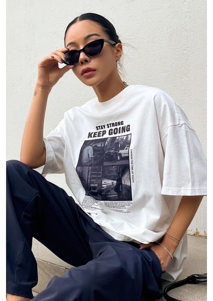 Unisex Keepgoing Baskılı Tasarım Tshirt fiyatları
