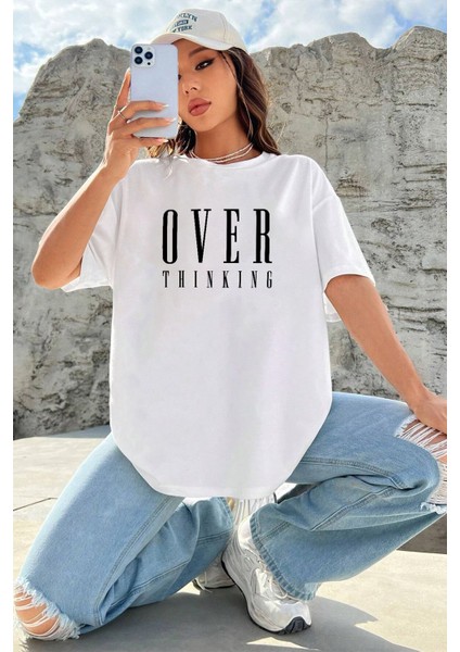 Unisex Over Thinking Baskılı Tasarım Tshirt