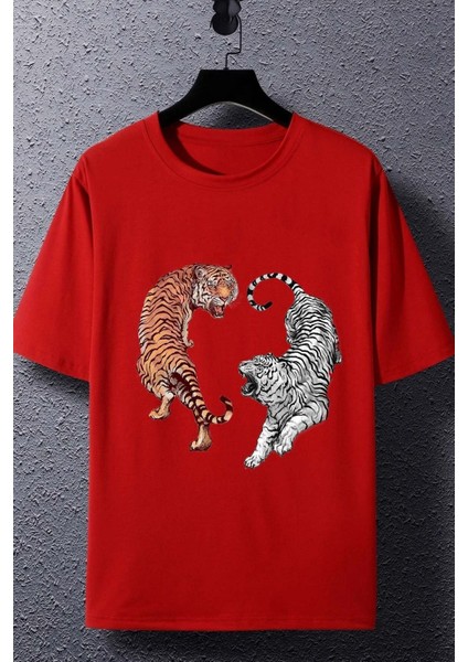 Unisex Tiger Baskılı Kısa Kol T-Shirt