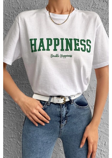 Unisex Happiness Baskılı Tasarım Tshirt fiyatları