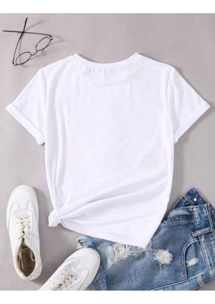 Unisex Pamuklu Choose Happy Kalp Ön Baskılı Tasarım Tshirt fiyatları