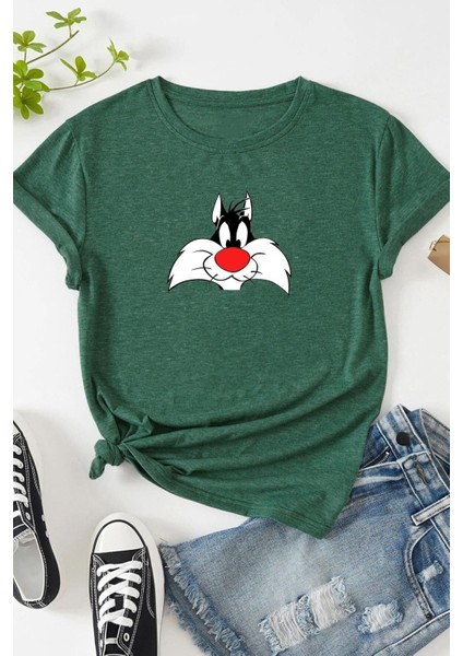 Unisex Sylvester Baskılı Tasarım T-Shirt