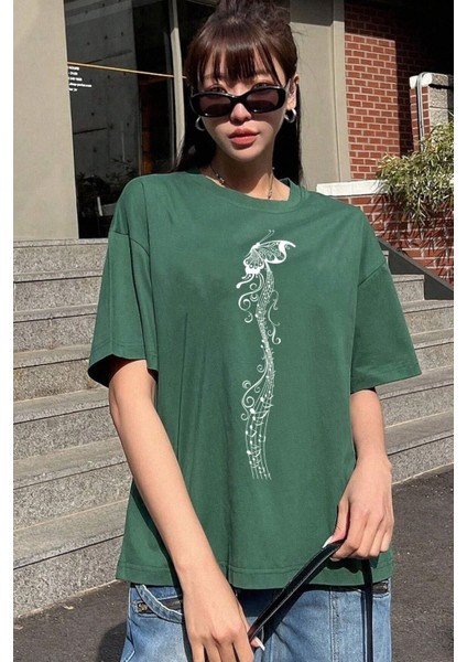 Unisex Butterfly Song Baskılı Tasarım Tshirt