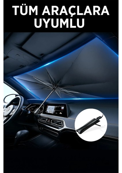 Tüm Araçlar Için Katlanabilir Araba Camı Güneşlik - Ön Cam Için Uv Koruma Şemsiyesi, Isı Yalıtımı