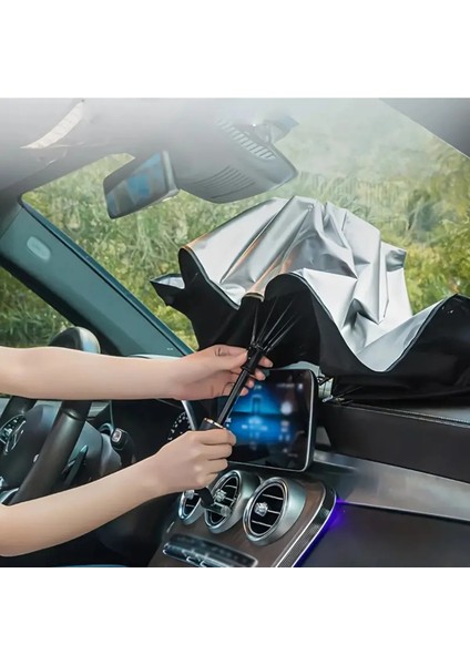 Tüm Araçlar Için Katlanabilir Araba Camı Güneşlik - Ön Cam Için Uv Koruma Şemsiyesi, Isı Yalıtımı