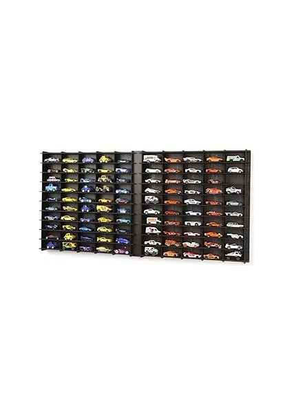 1/64 Ölçek Oyuncak Hobi Koleksiyon 100 Araçlık Set Model Oyuncak Araba Rafı-Eskitme Siyah