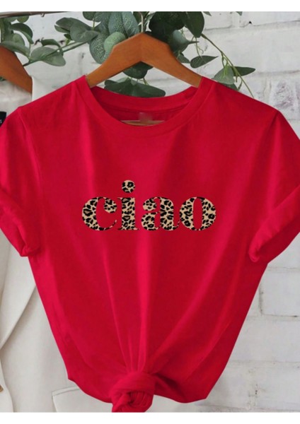 Unisex Pamuklu Ciao Ön Baskılı Tasarım Tshirt